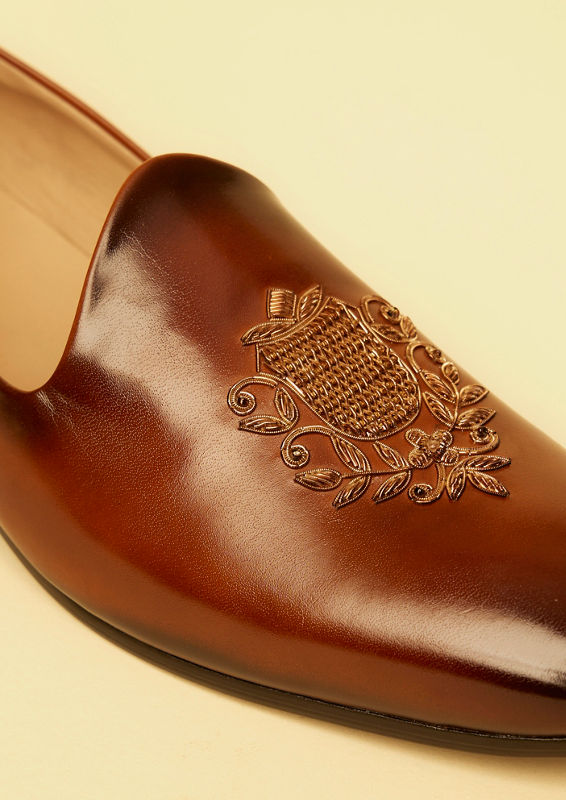 Twamev Men Elegant Brown Jutis for Celebrations