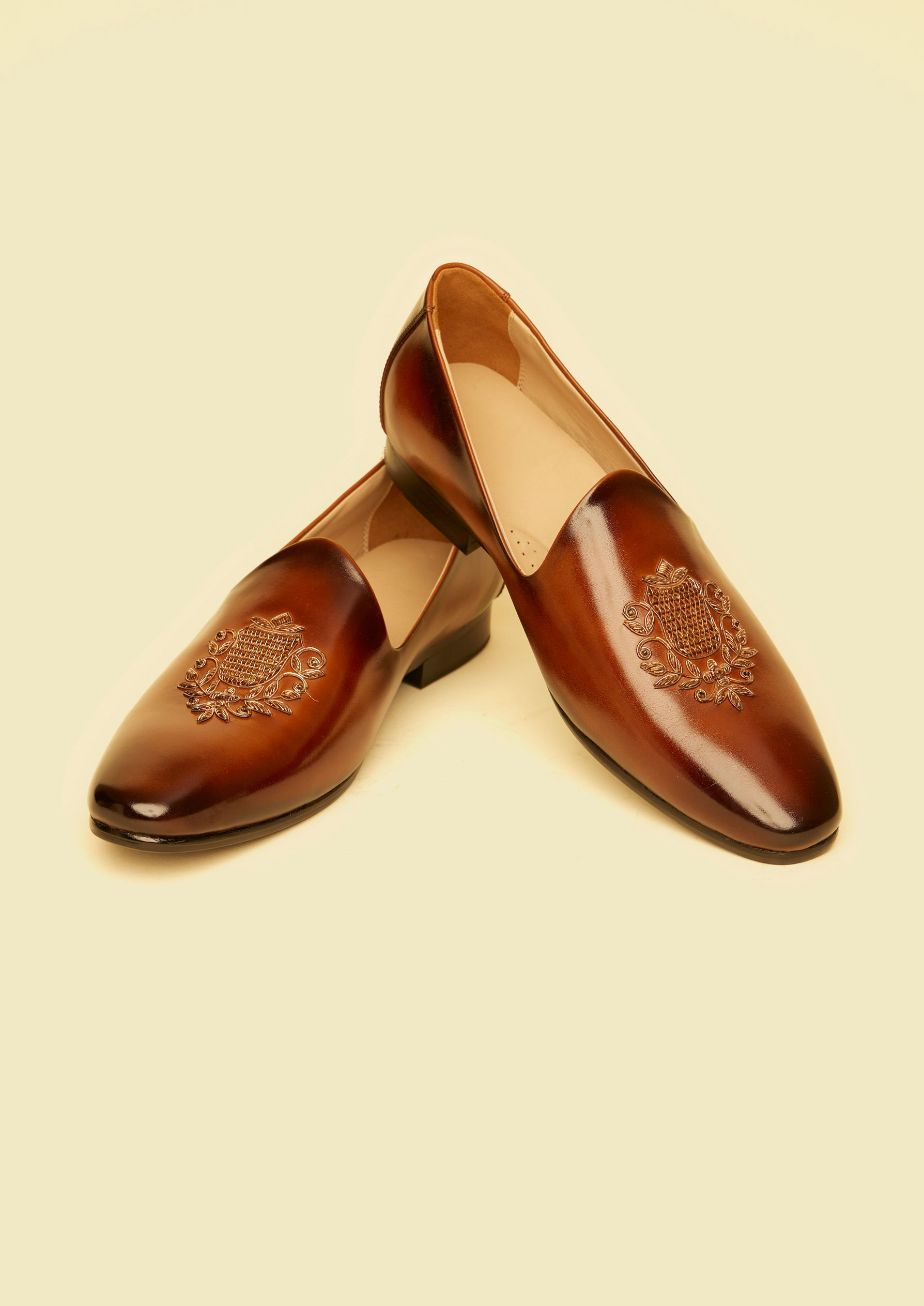 Twamev Men Elegant Brown Jutis for Celebrations