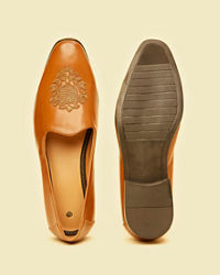 Twamev Men Tan Brown Diamond Patterned Loafer Style Shoes