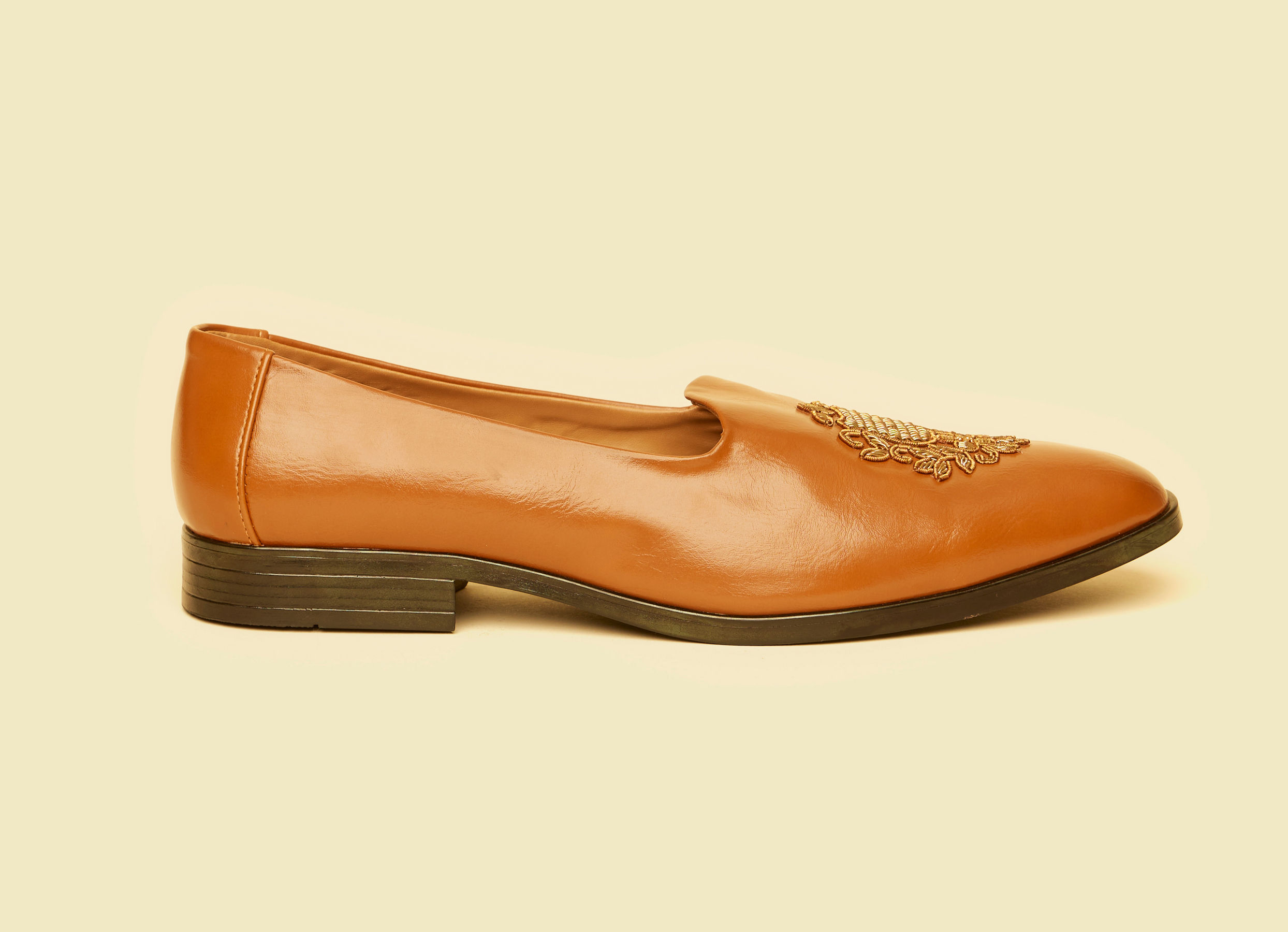 Twamev Men Tan Brown Diamond Patterned Loafer Style Shoes