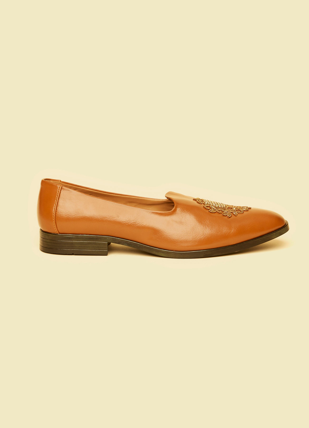 Twamev Men Tan Brown Diamond Patterned Loafer Style Shoes
