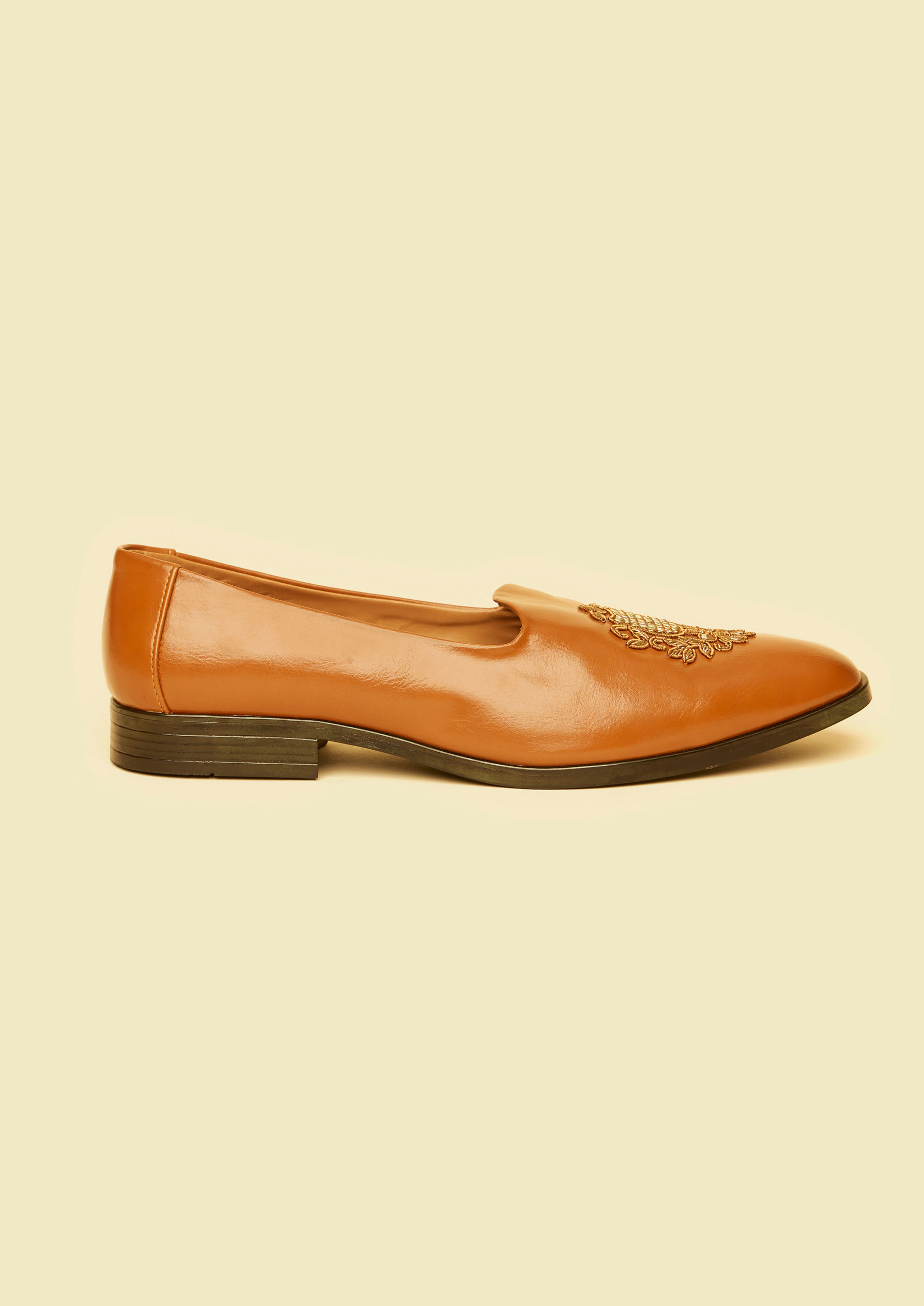 Twamev Men Tan Brown Diamond Patterned Loafer Style Shoes