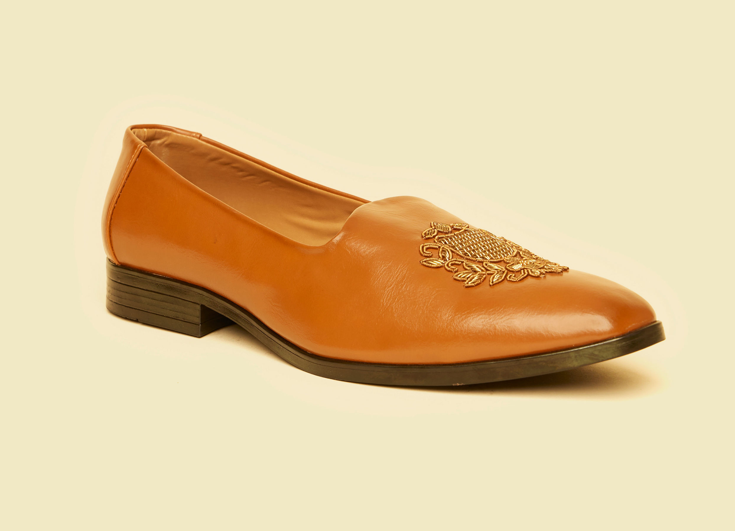 Twamev Men Tan Brown Diamond Patterned Loafer Style Shoes