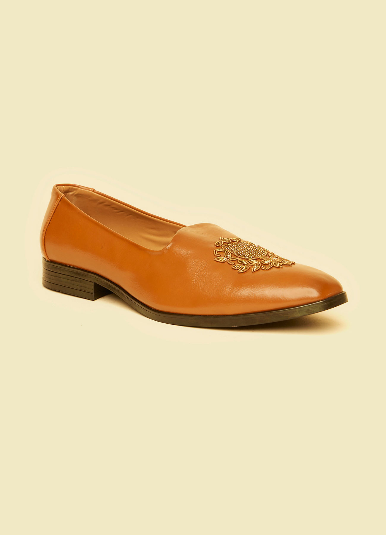 Twamev Men Tan Brown Diamond Patterned Loafer Style Shoes