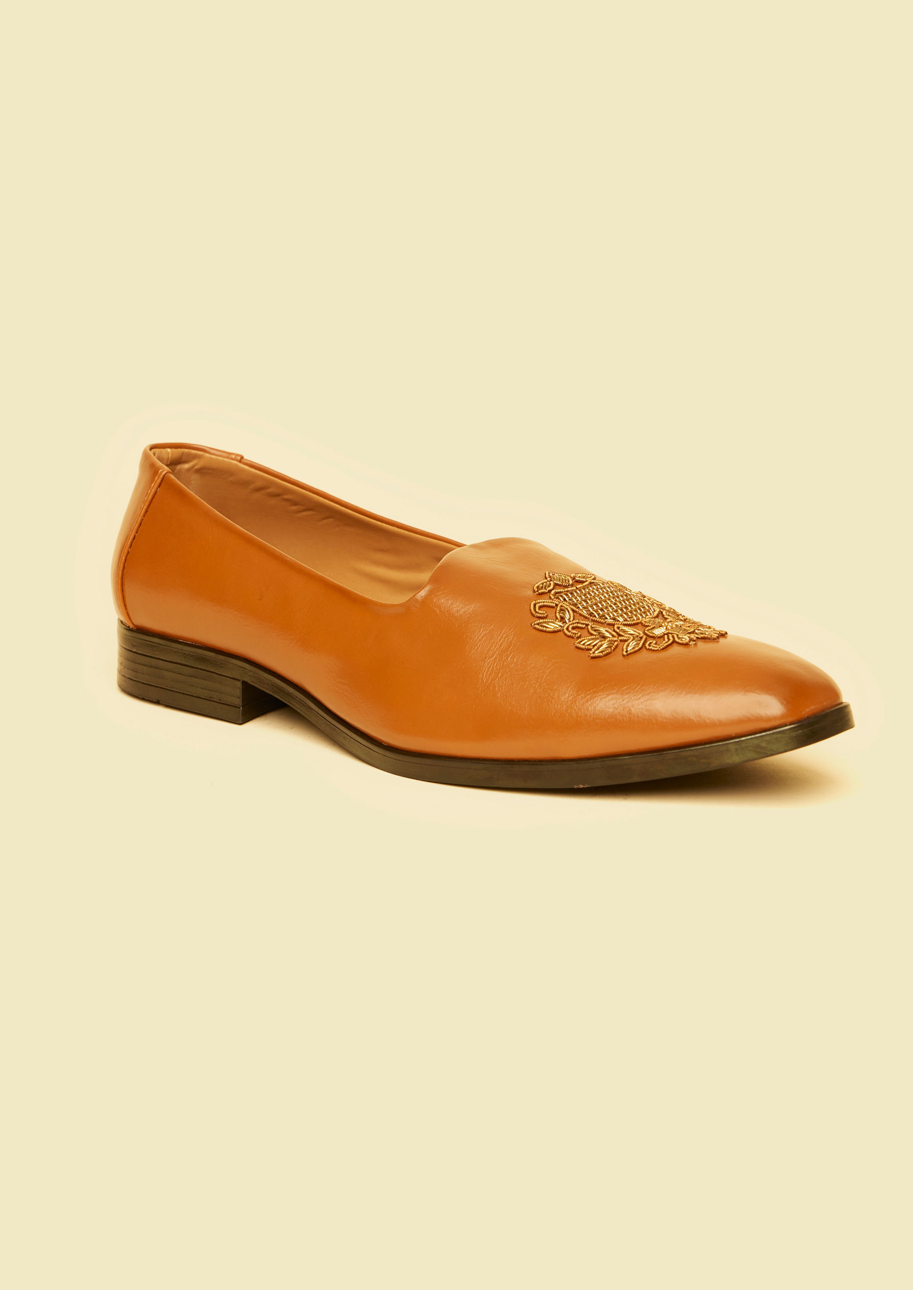 Twamev Men Tan Brown Diamond Patterned Loafer Style Shoes