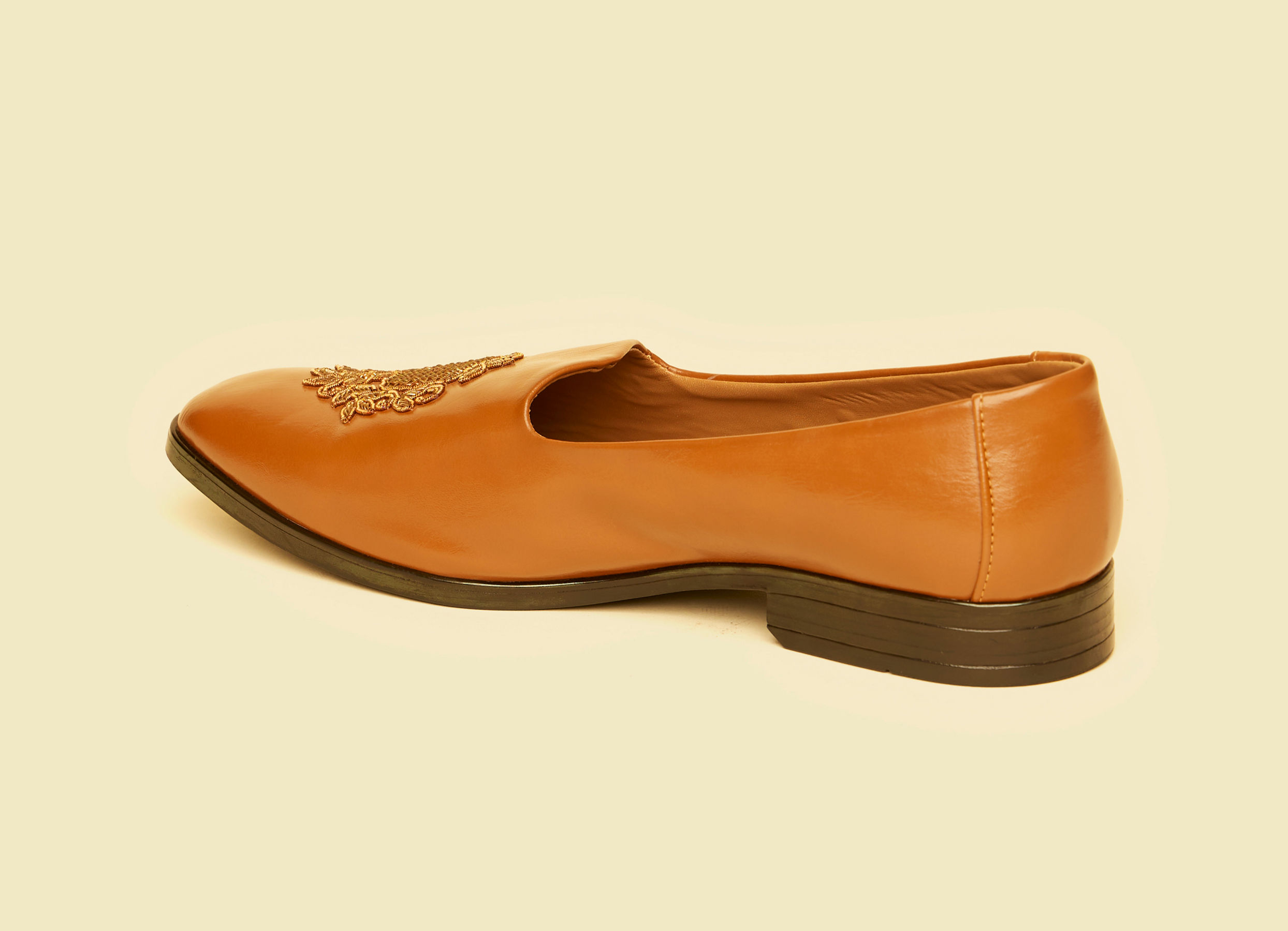 Twamev Men Tan Brown Diamond Patterned Loafer Style Shoes