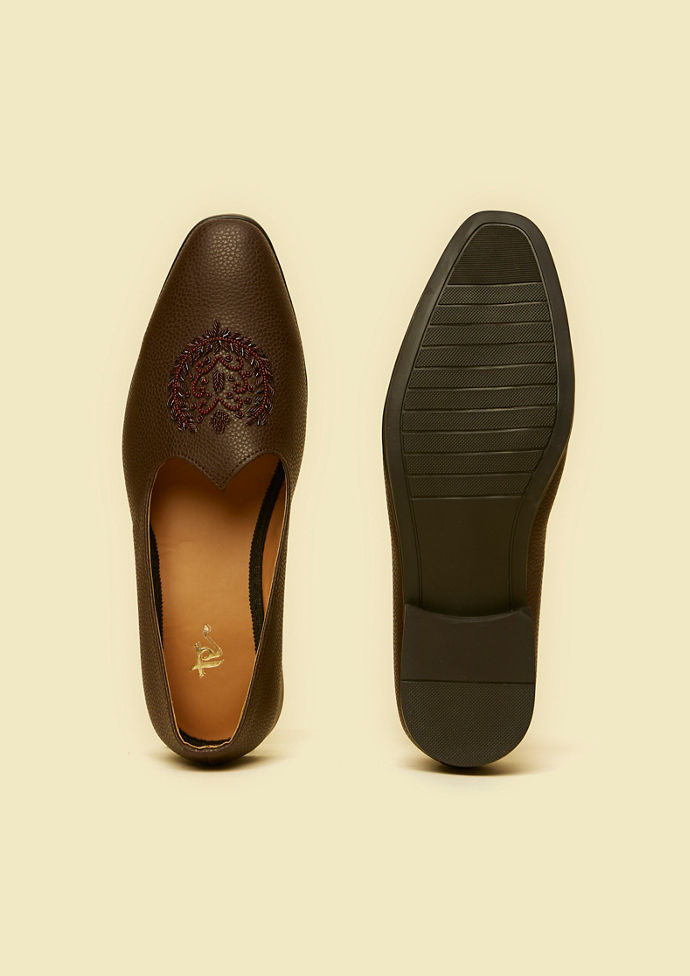 Twamev Men Dark Brown Festive Jooti
