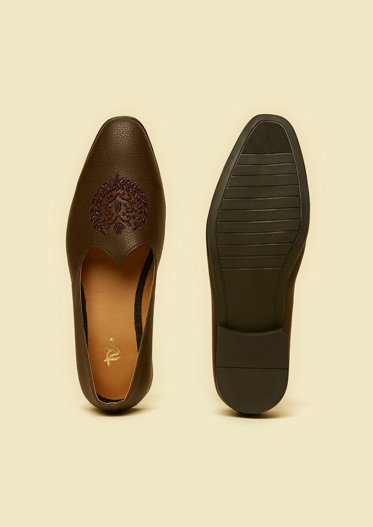 Twamev Men Dark Brown Festive Jooti
