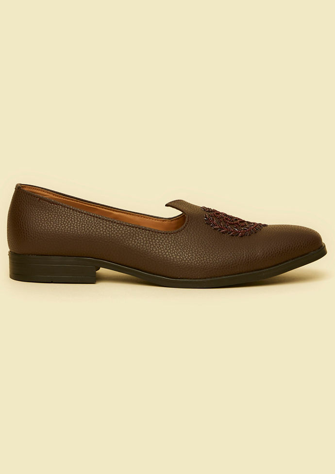 Twamev Men Dark Brown Festive Jooti