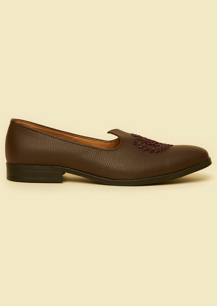 Twamev Men Dark Brown Festive Jooti
