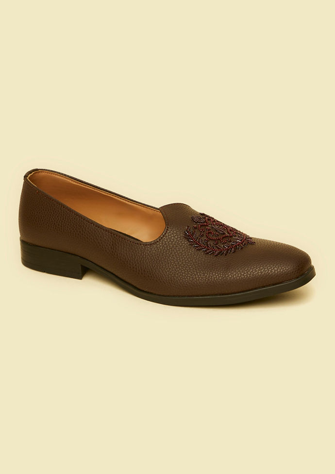 Twamev Men Dark Brown Festive Jooti
