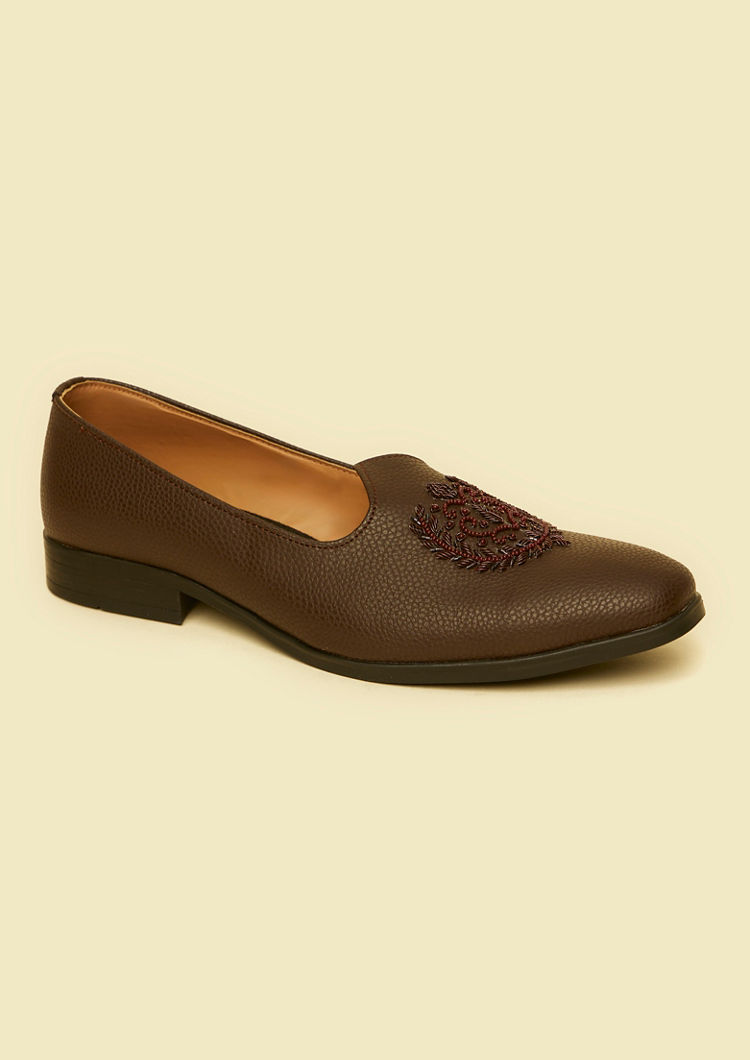 Twamev Men Dark Brown Festive Jooti