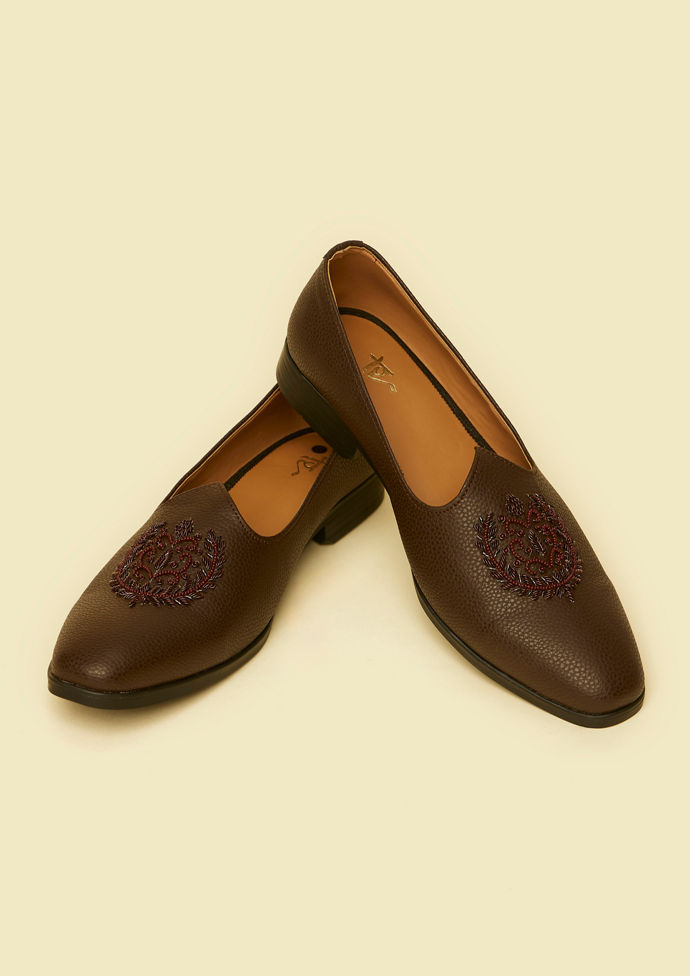 Twamev Men Dark Brown Festive Jooti