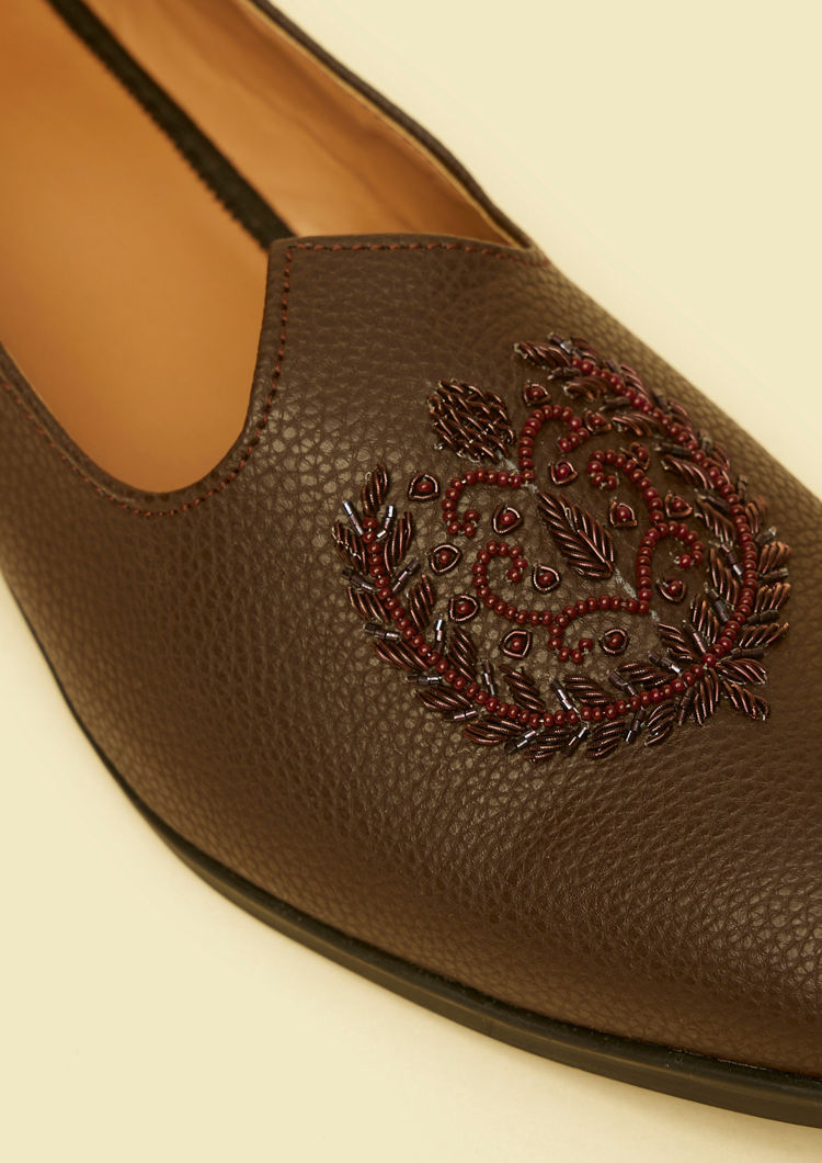 Twamev Men Dark Brown Festive Jooti