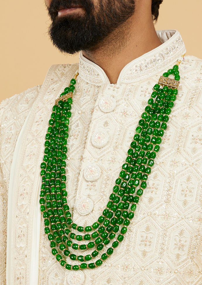 Twamev Men Emerald Green Traditional Mala