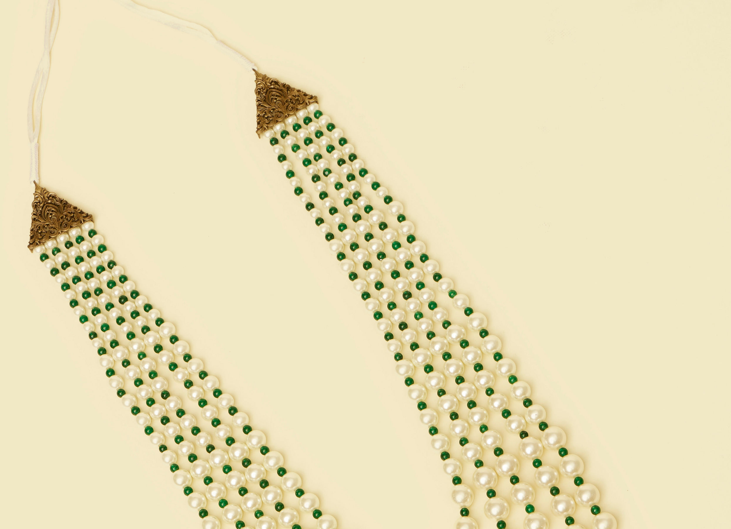 Twamev Men Regal Cream Dark Green Mala