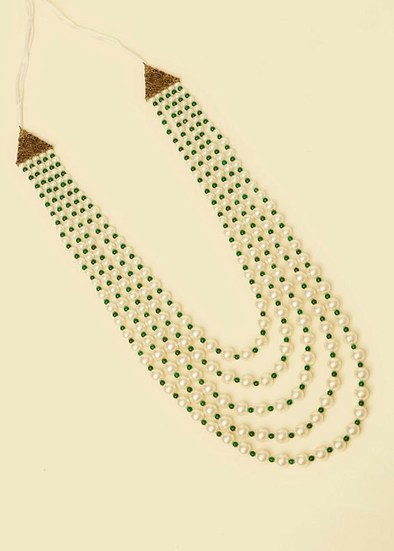 Twamev Men Regal Cream Dark Green Mala