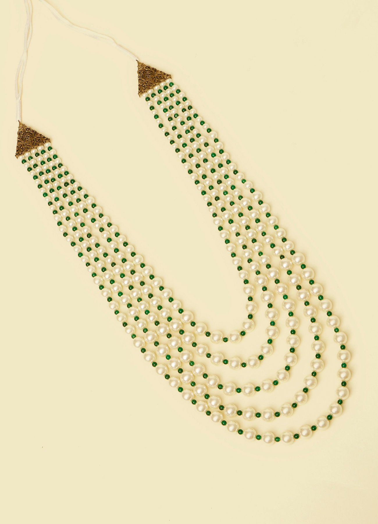 Twamev Men Regal Cream Dark Green Mala