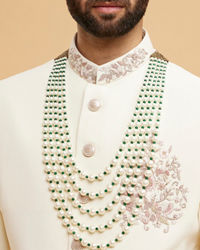 Twamev Men Regal Cream Dark Green Mala