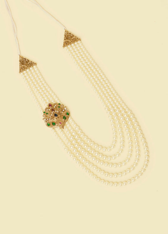 Twamev Men Cream Hues Traditional Mala