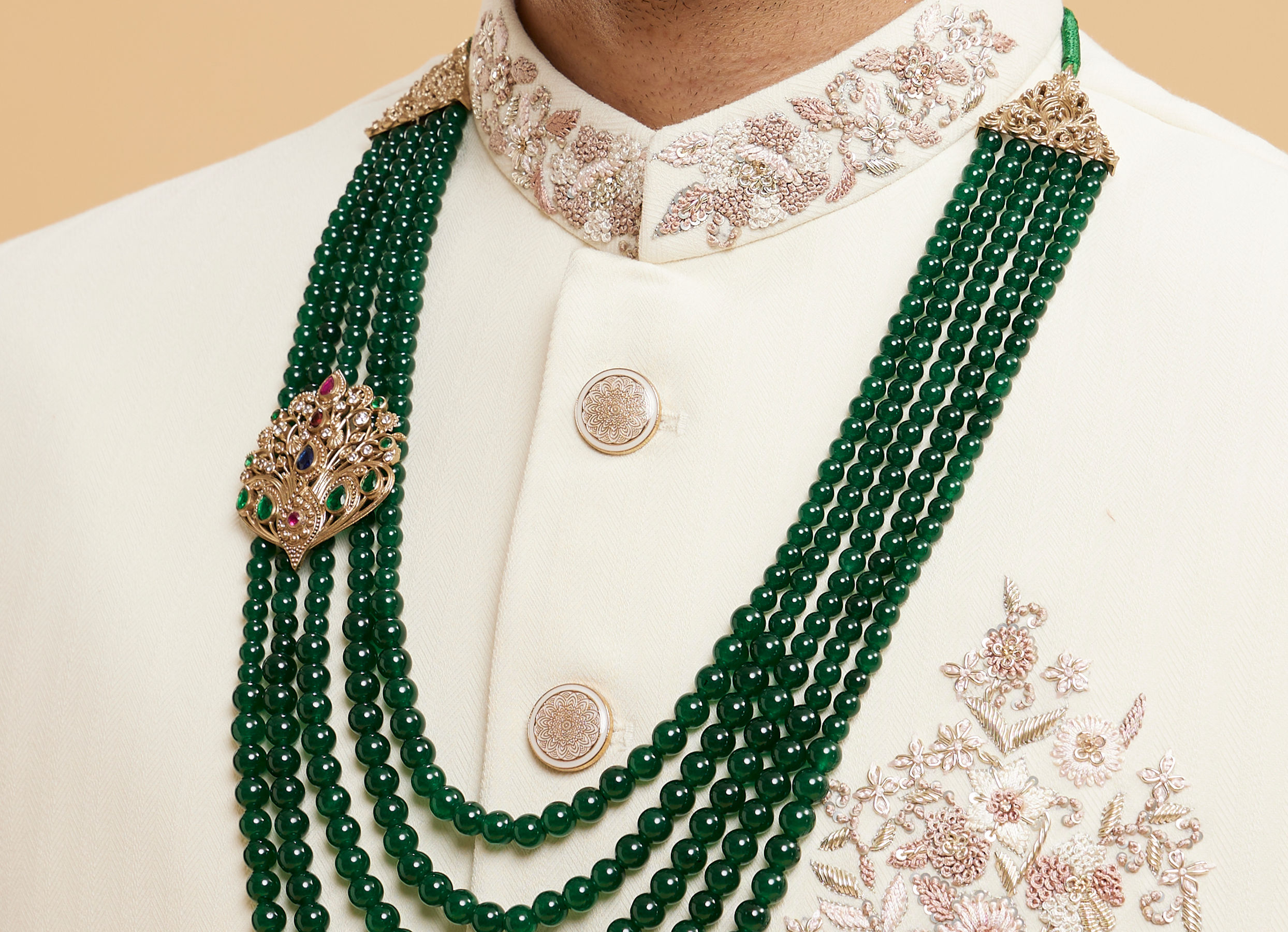 Twamev Men Emerald Charm Mala