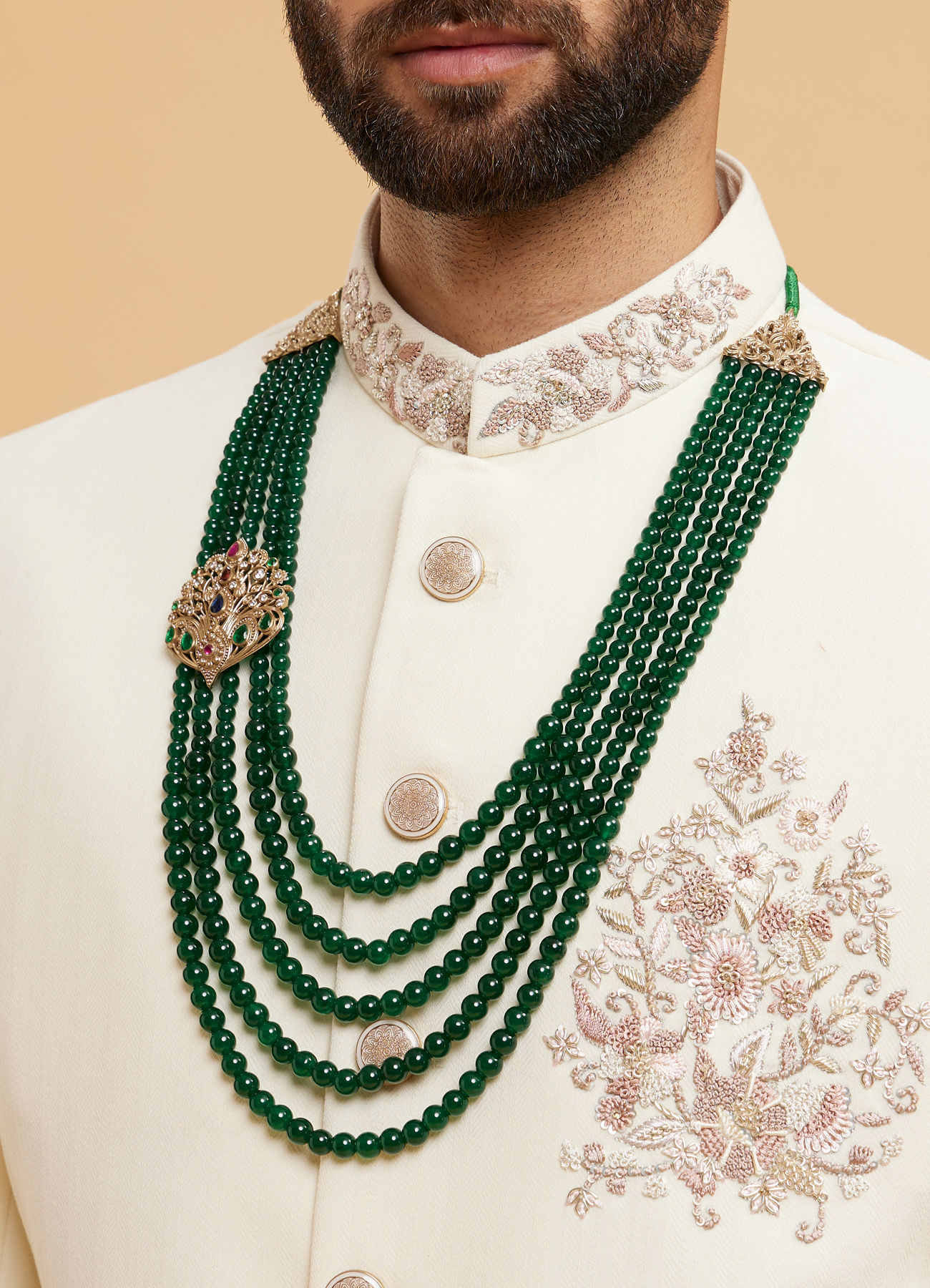 Twamev Men Emerald Charm Mala