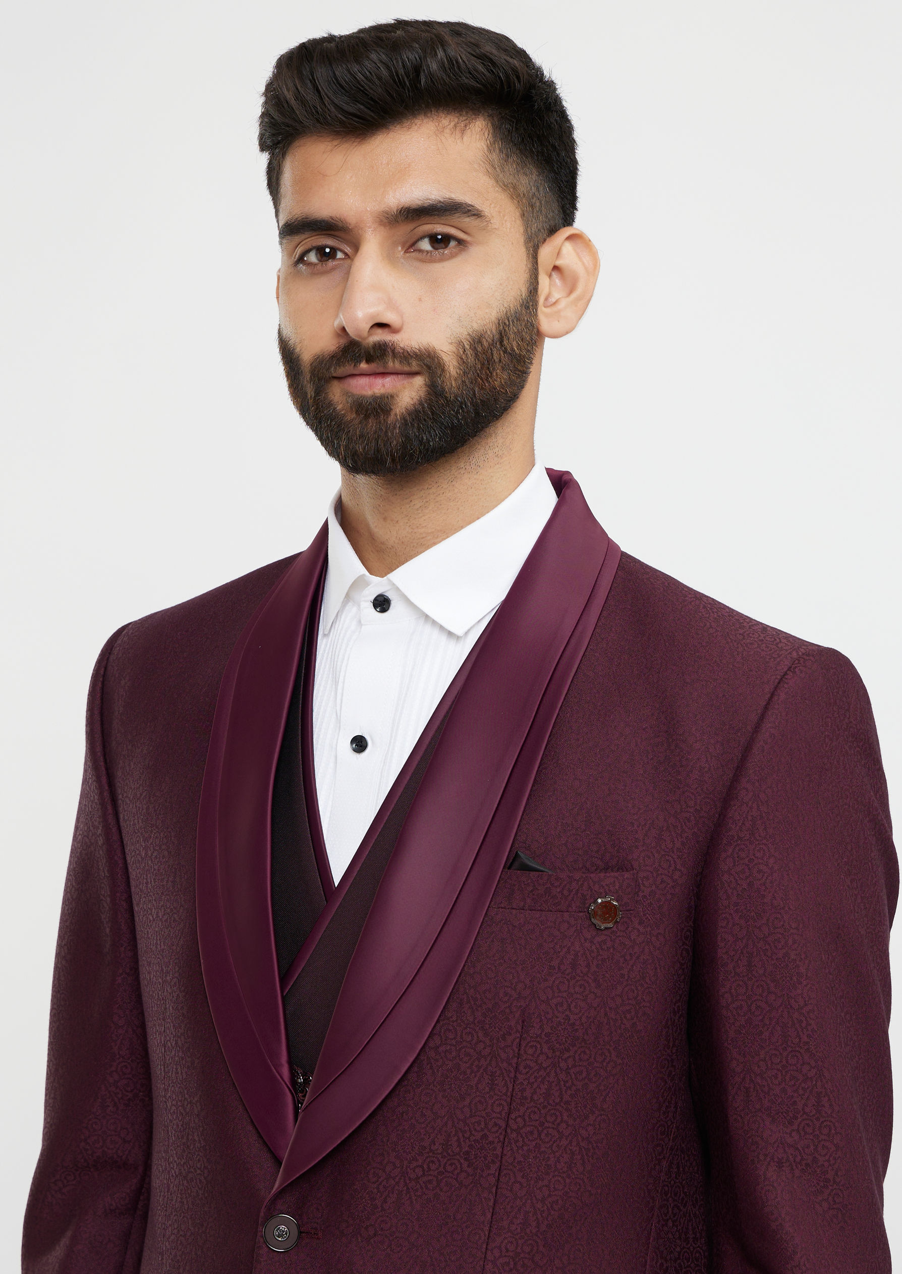 Twamev Men Regal Wine Suit Set Ensemble