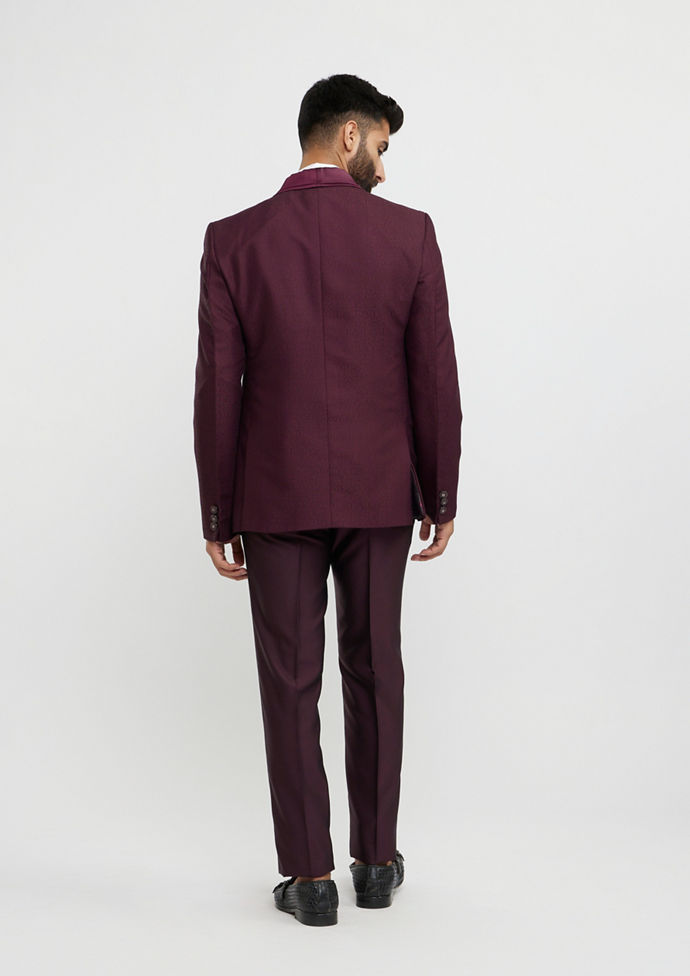 Twamev Men Regal Wine Suit Set Ensemble