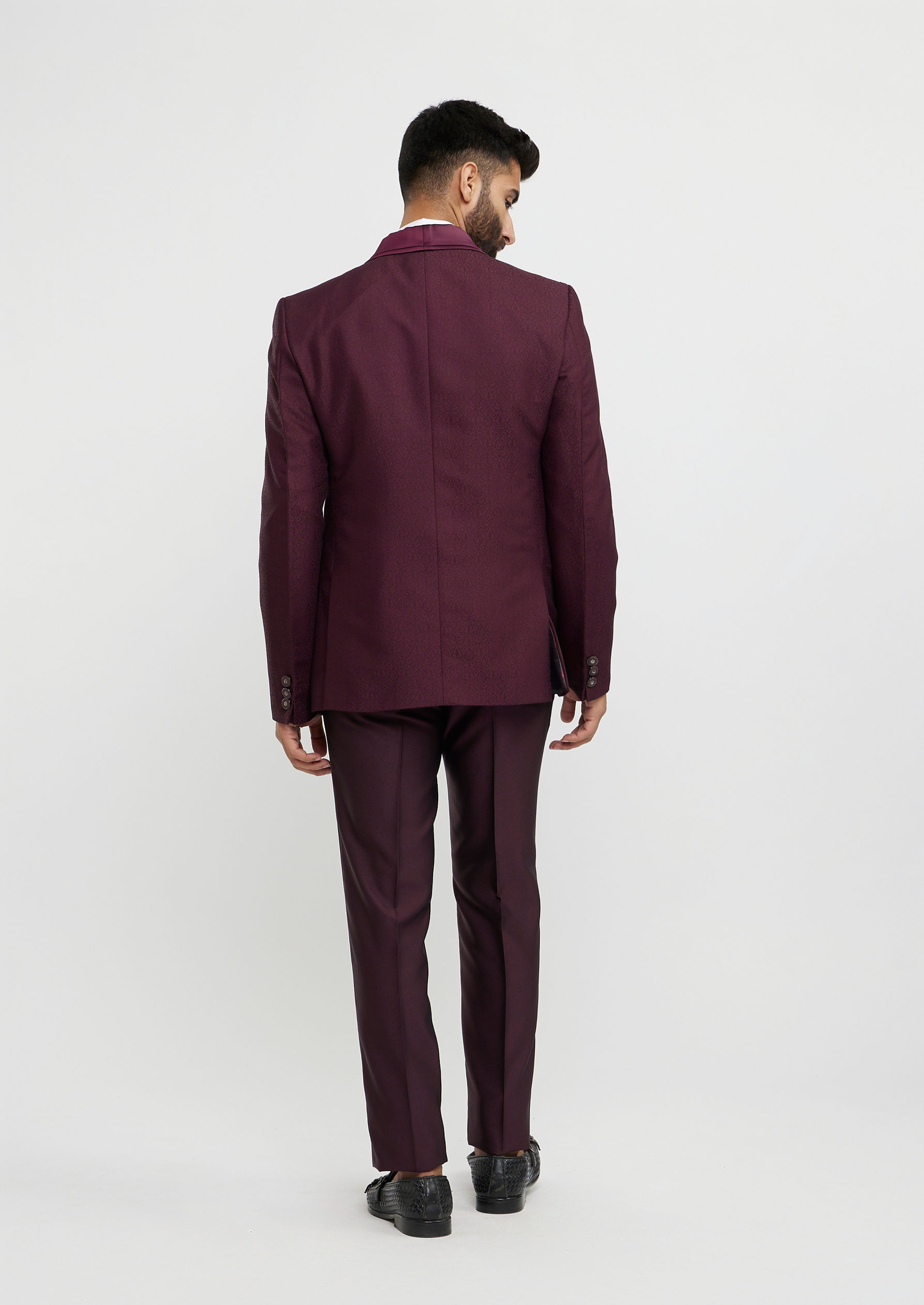 Twamev Men Regal Wine Suit Set Ensemble