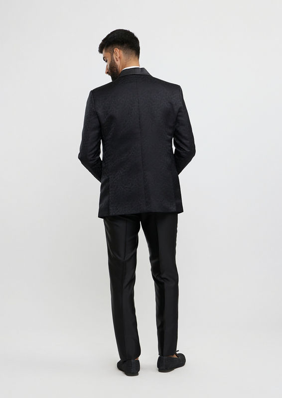 Twamev Men Black Brocade Elegance Suit Set