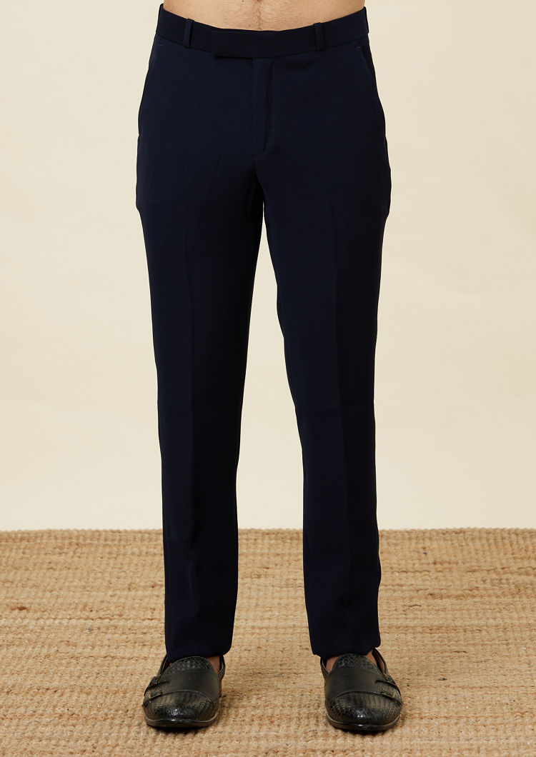 Twamev Men Elegant Dark Blue Suit Set