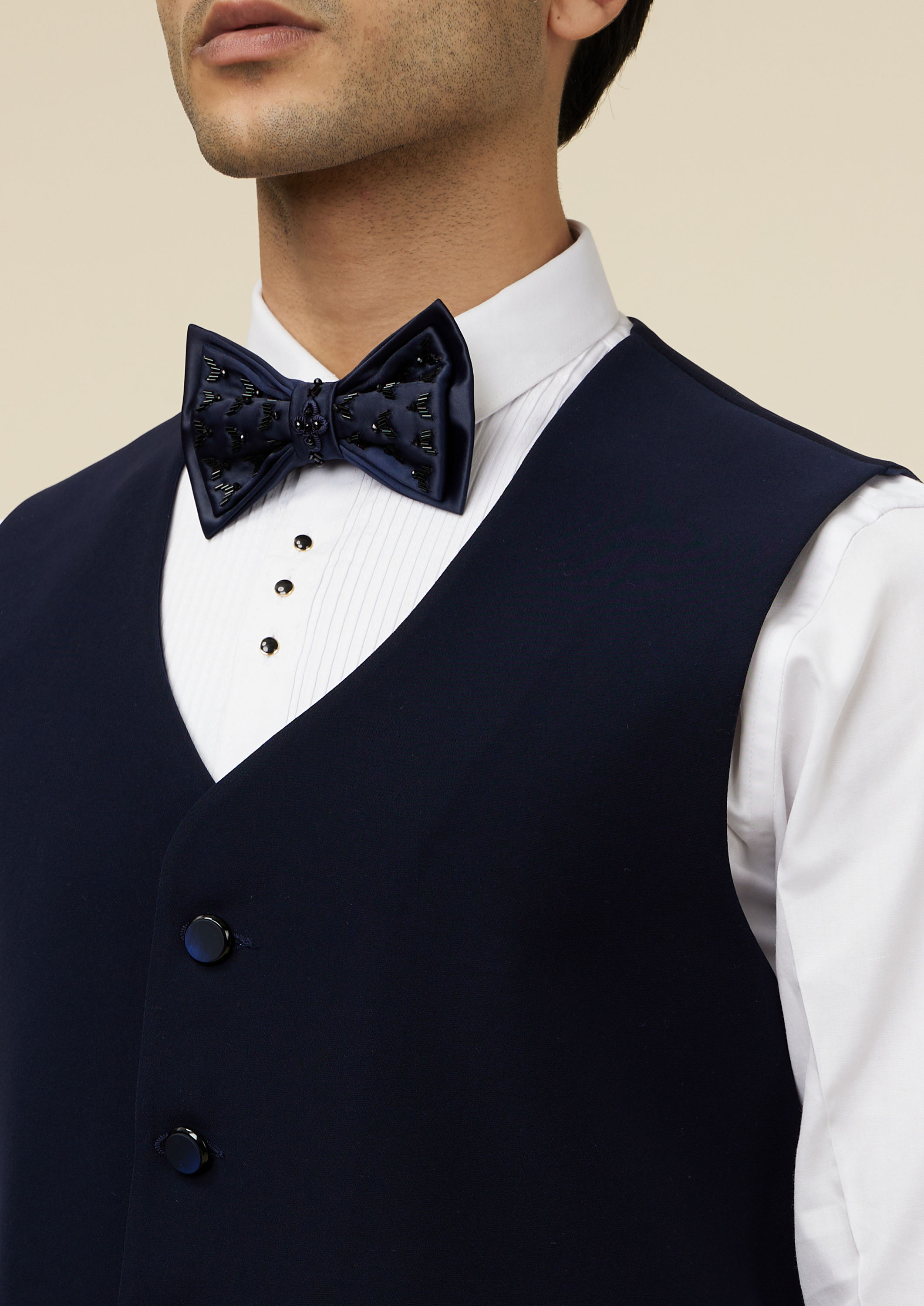 Twamev Men Elegant Dark Blue Suit Set
