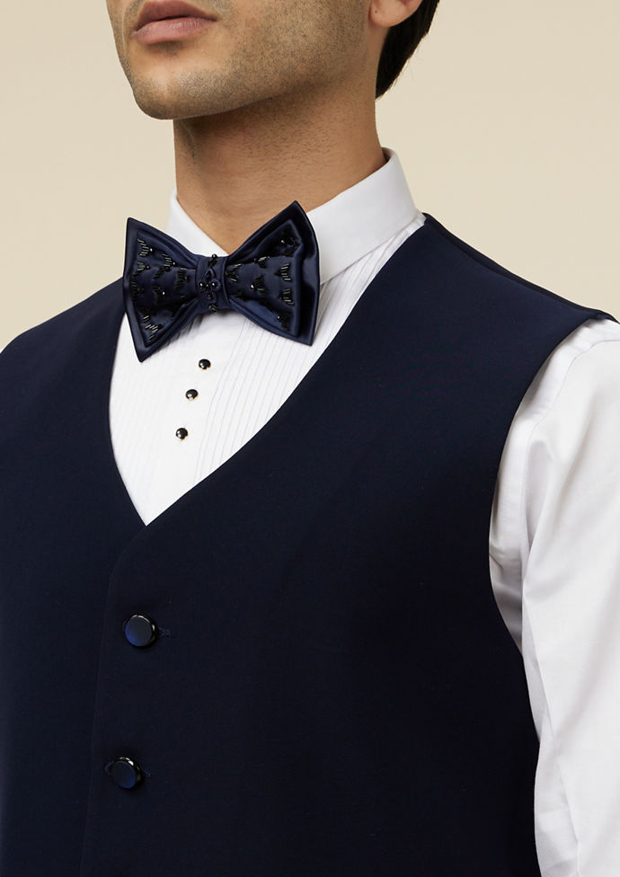 Twamev Men Elegant Dark Blue Suit Set