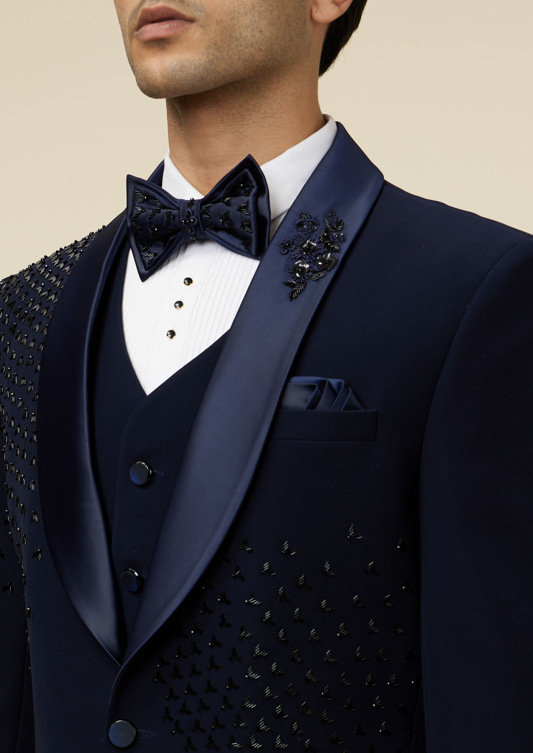 Twamev Men Elegant Dark Blue Suit Set