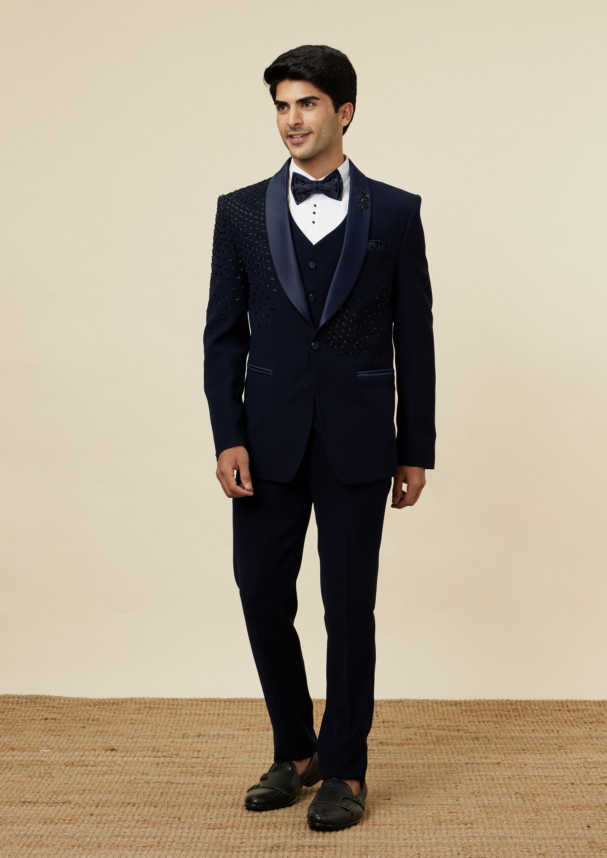 Twamev Men Elegant Dark Blue Suit Set