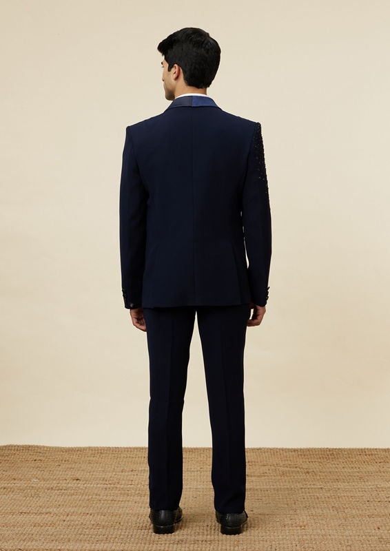 Twamev Men Elegant Dark Blue Suit Set