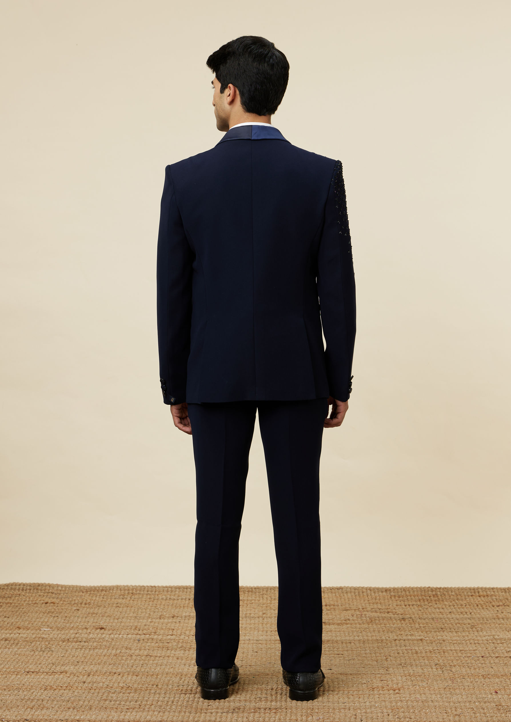 Twamev Men Elegant Dark Blue Suit Set