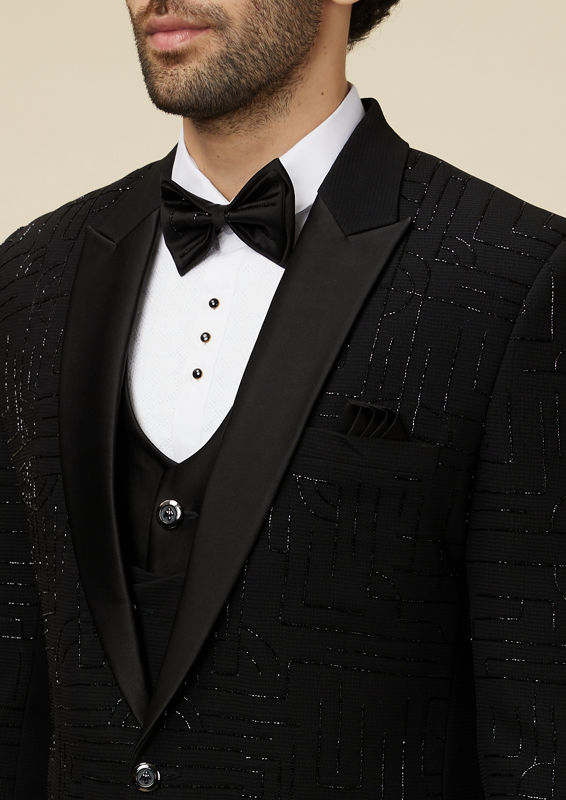 Twamev Men Black Charisma Suit Set