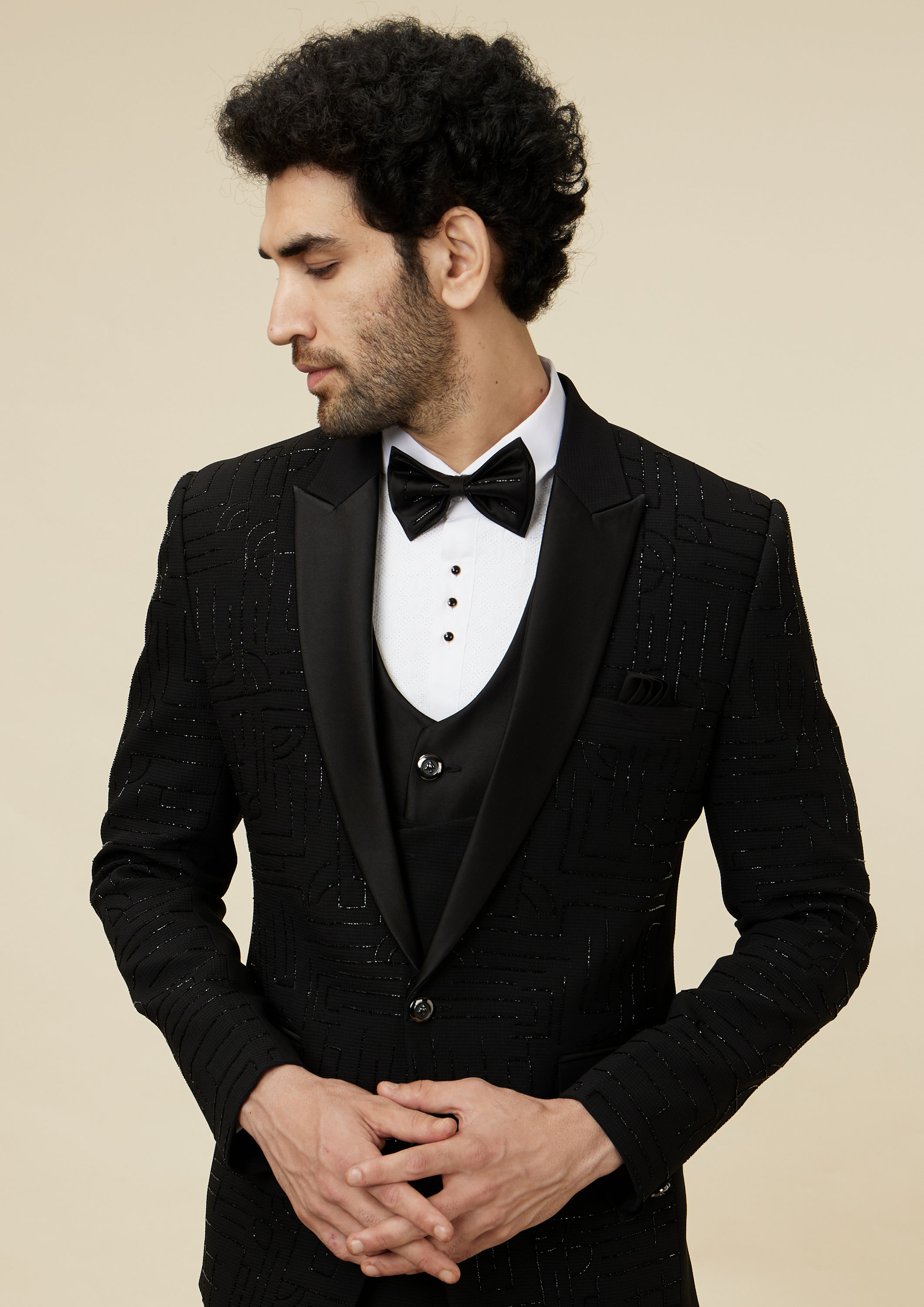 Twamev Men Black Charisma Suit Set