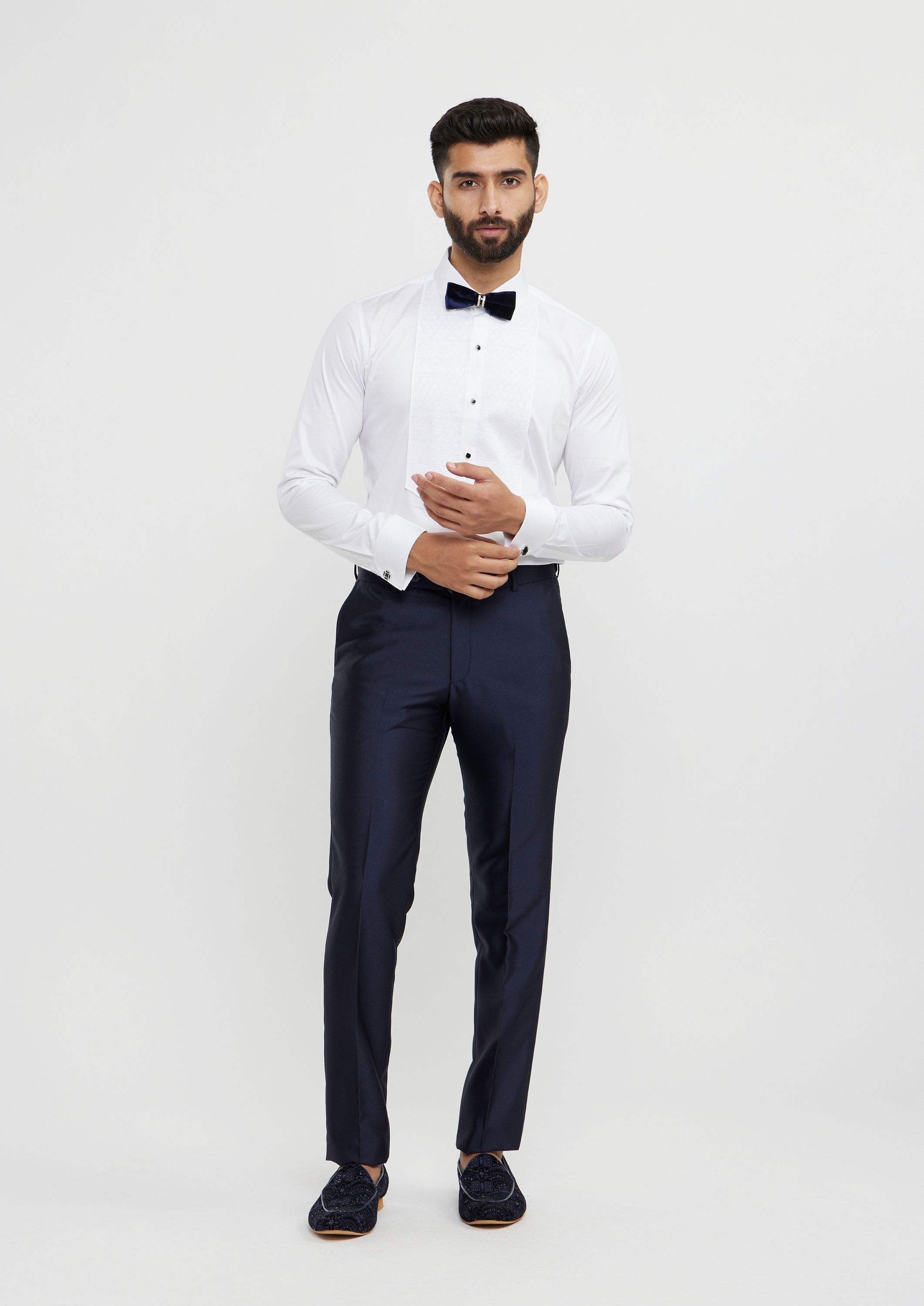 Twamev Men Dark Blue Velvet Suave Suit Set