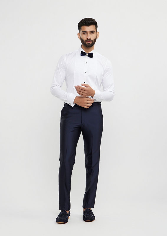 Twamev Men Dark Blue Velvet Suave Suit Set