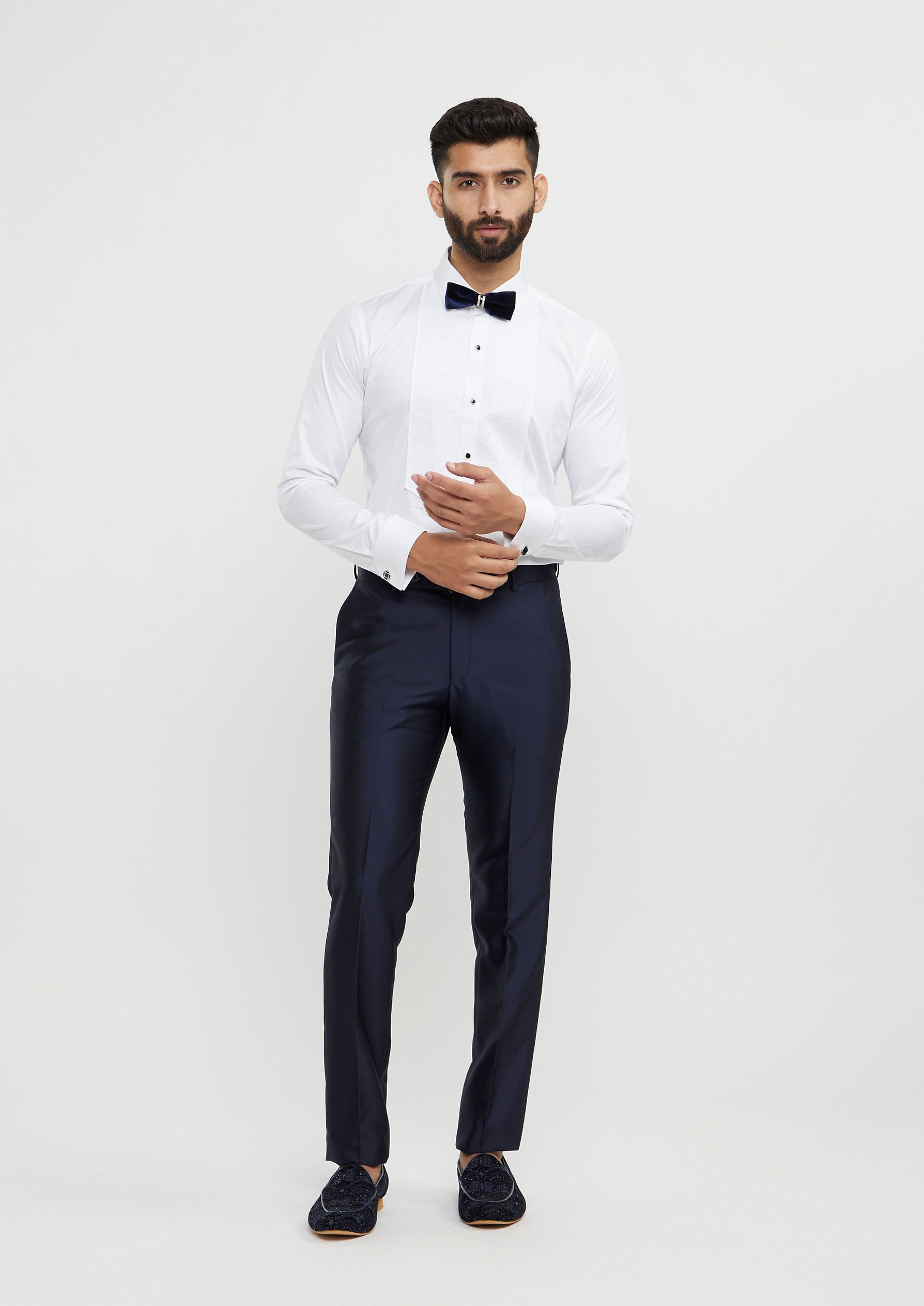 Twamev Men Dark Blue Velvet Suave Suit Set
