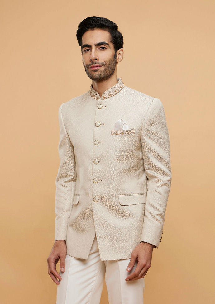 alt message - Twamev Men Elegant Cream Ensemble image number 0