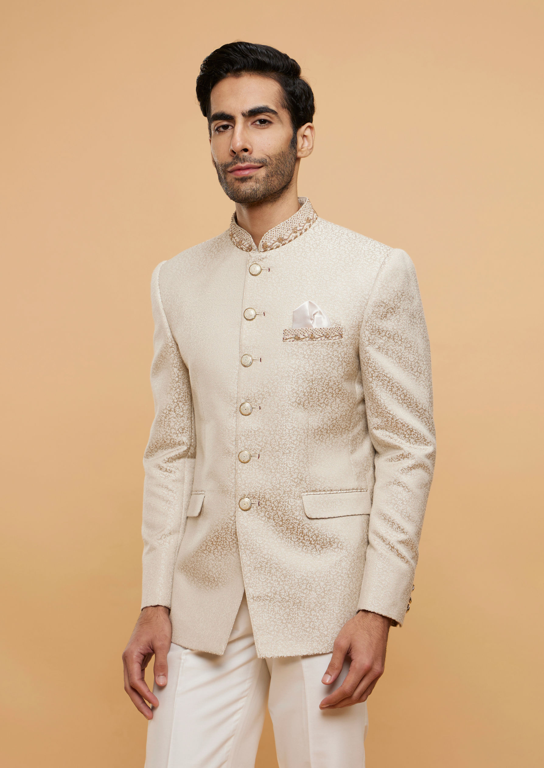 Twamev Men Elegant Cream Ensemble