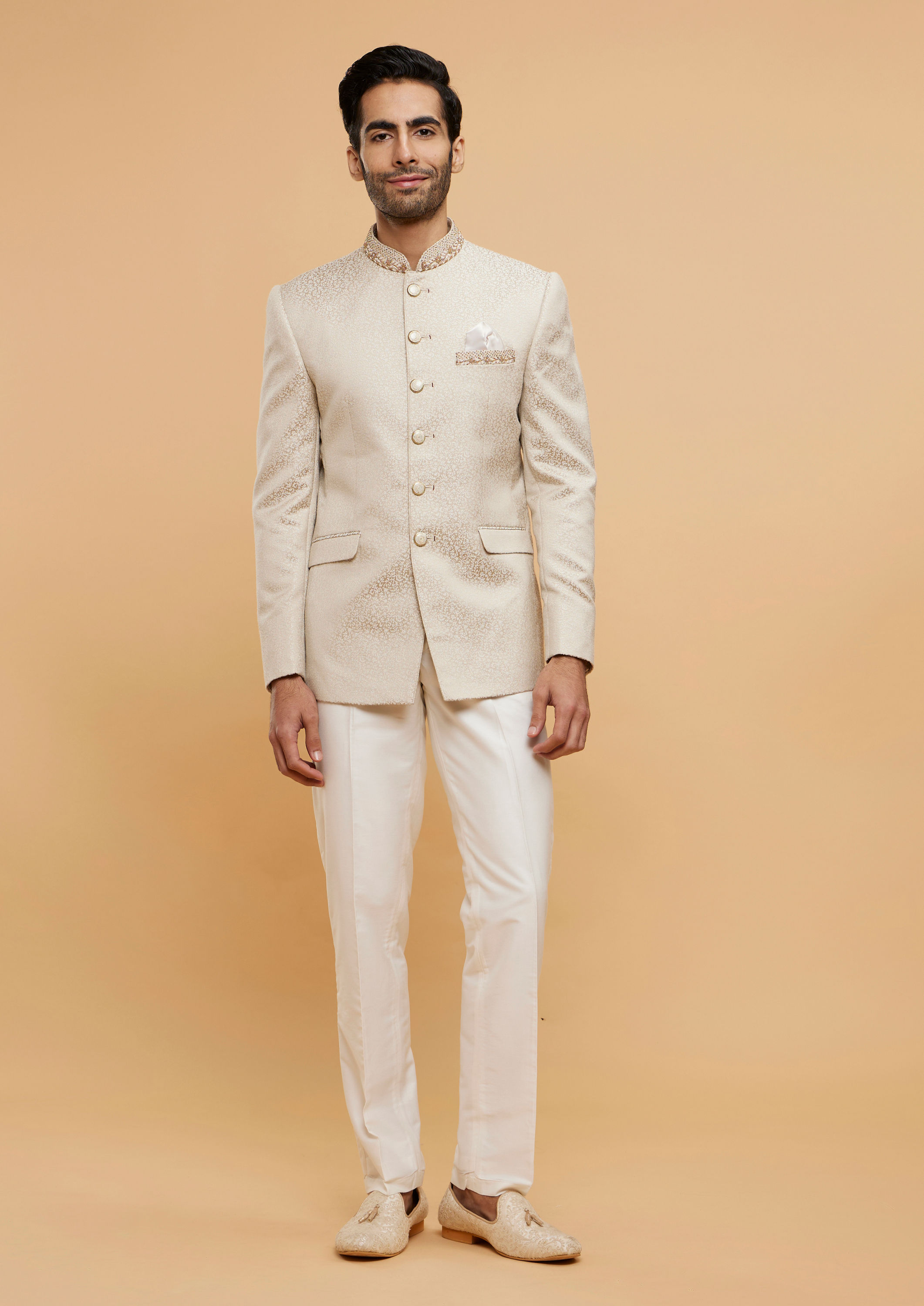 alt message - Twamev Men Elegant Cream Ensemble image number 2