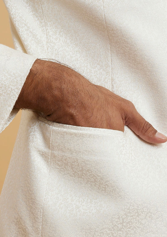 Twamev Men Warm White Radiance Jodhpuri Set