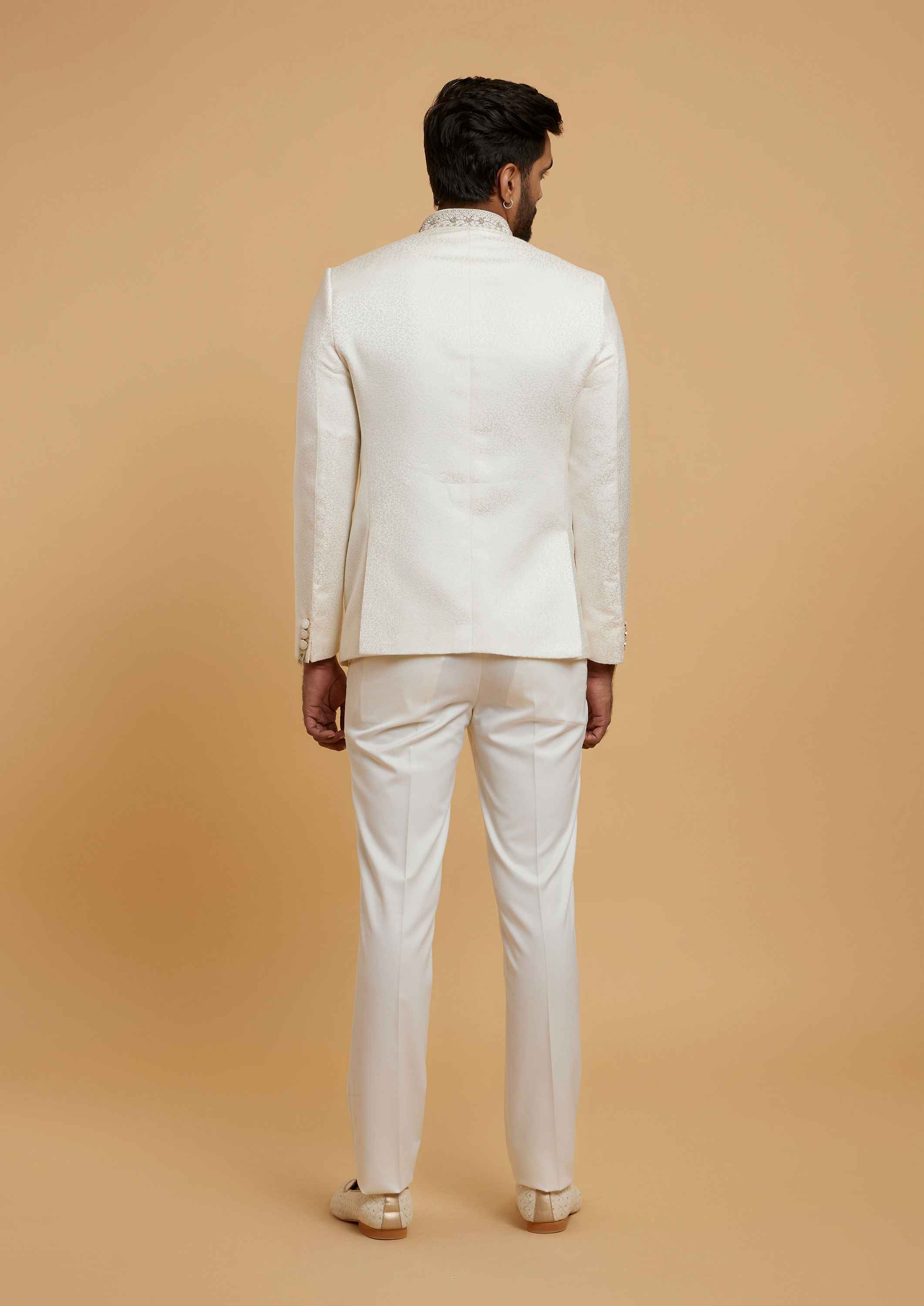 Twamev Men Warm White Radiance Jodhpuri Set