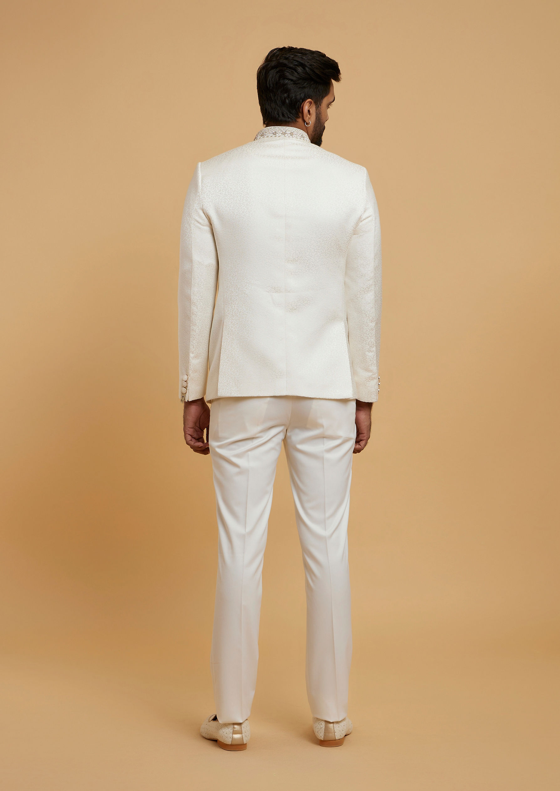 Twamev Men Warm White Radiance Jodhpuri Set