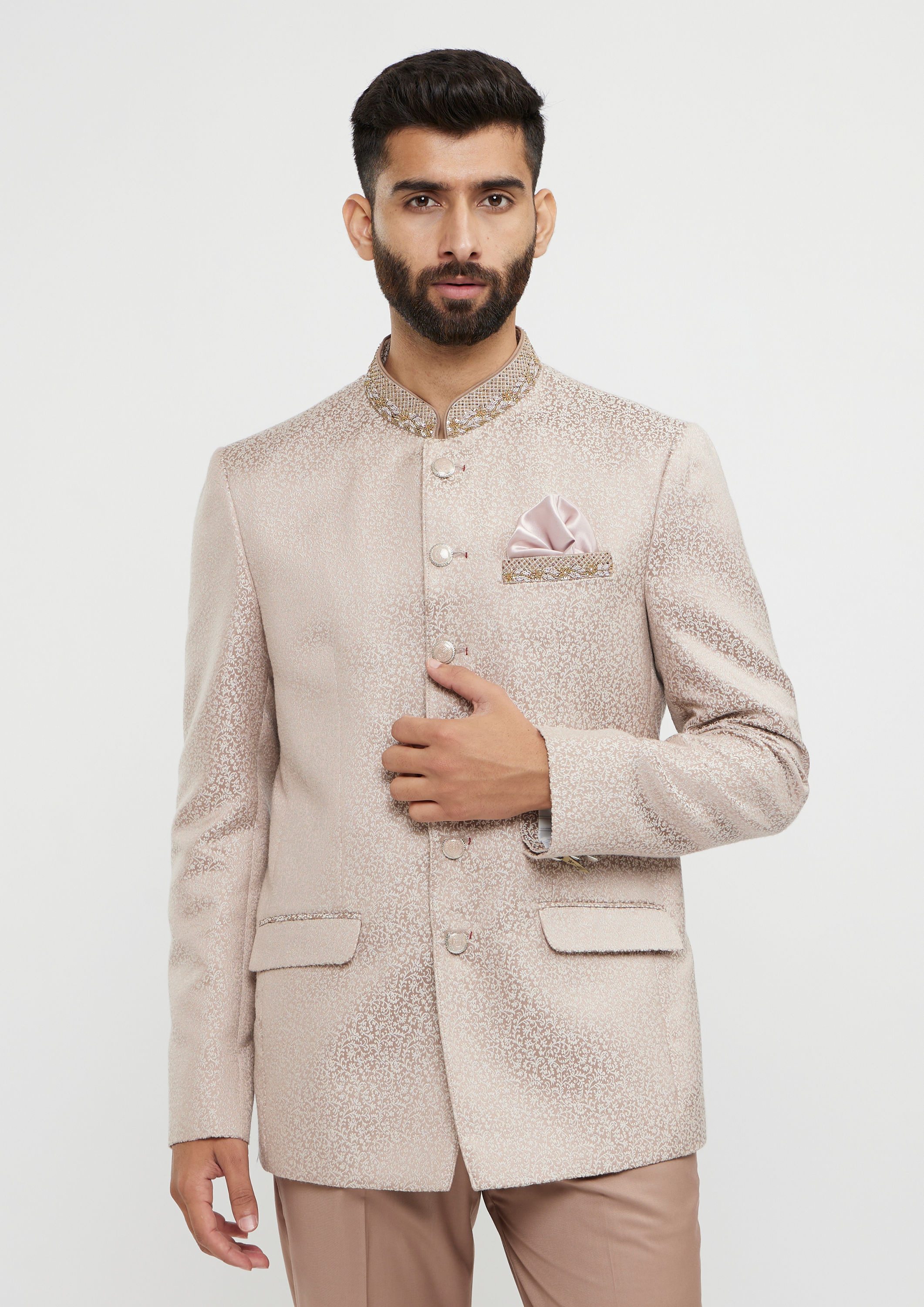 Twamev Men Dusty Pink Party Blazer Ensemble