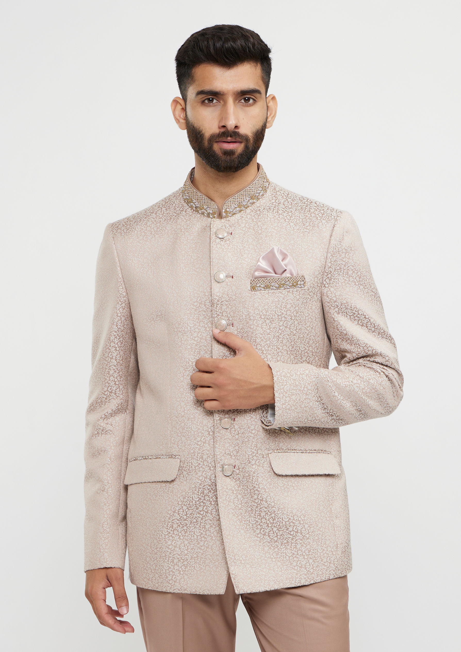 alt message - Twamev Men Dusty Pink Party Blazer Ensemble image number 0